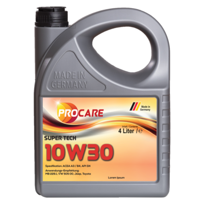 ProCare Super Tech 10W-30 is a low friction oil to be used in passenger cars gasoline and diesel engines.