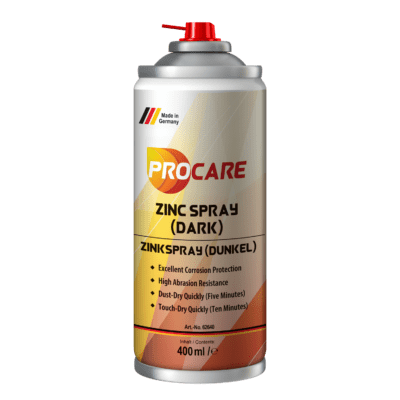 Procare Zink Spray Dark is matt grey metal protective lacquer based on high - purity zinc metal powder